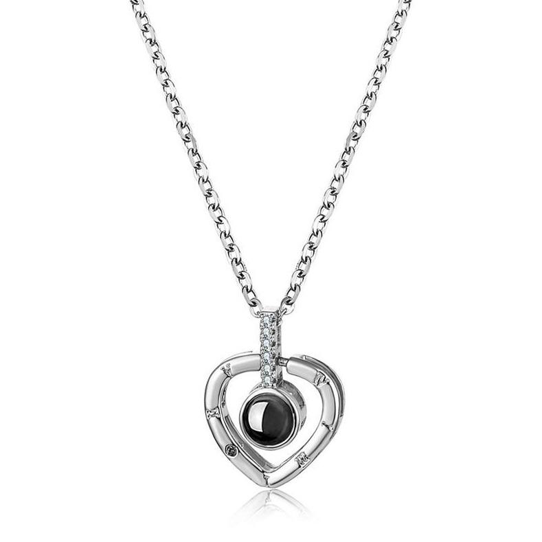 Collier messager d’amour - Cœur argent