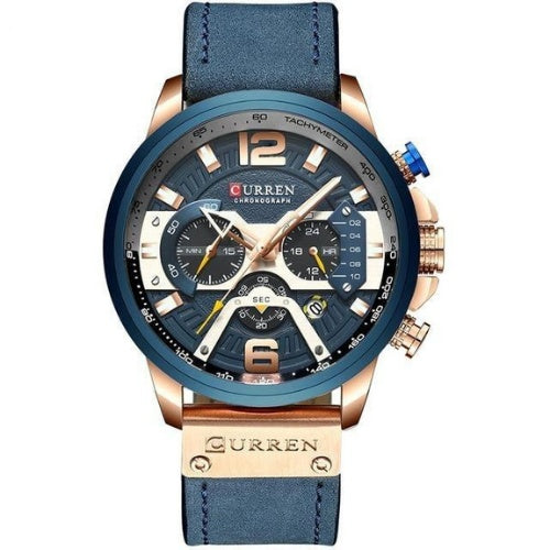 Montre curren militaire sport - or et bleu